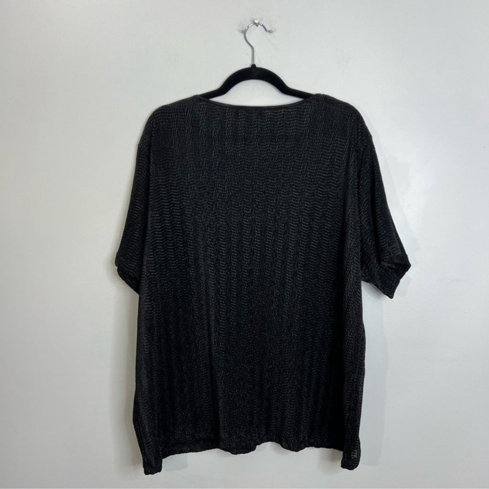 Vintage 80s 90s Lana Lee Plus black crinkly short sleeve top 4X - Picture 5 of 9